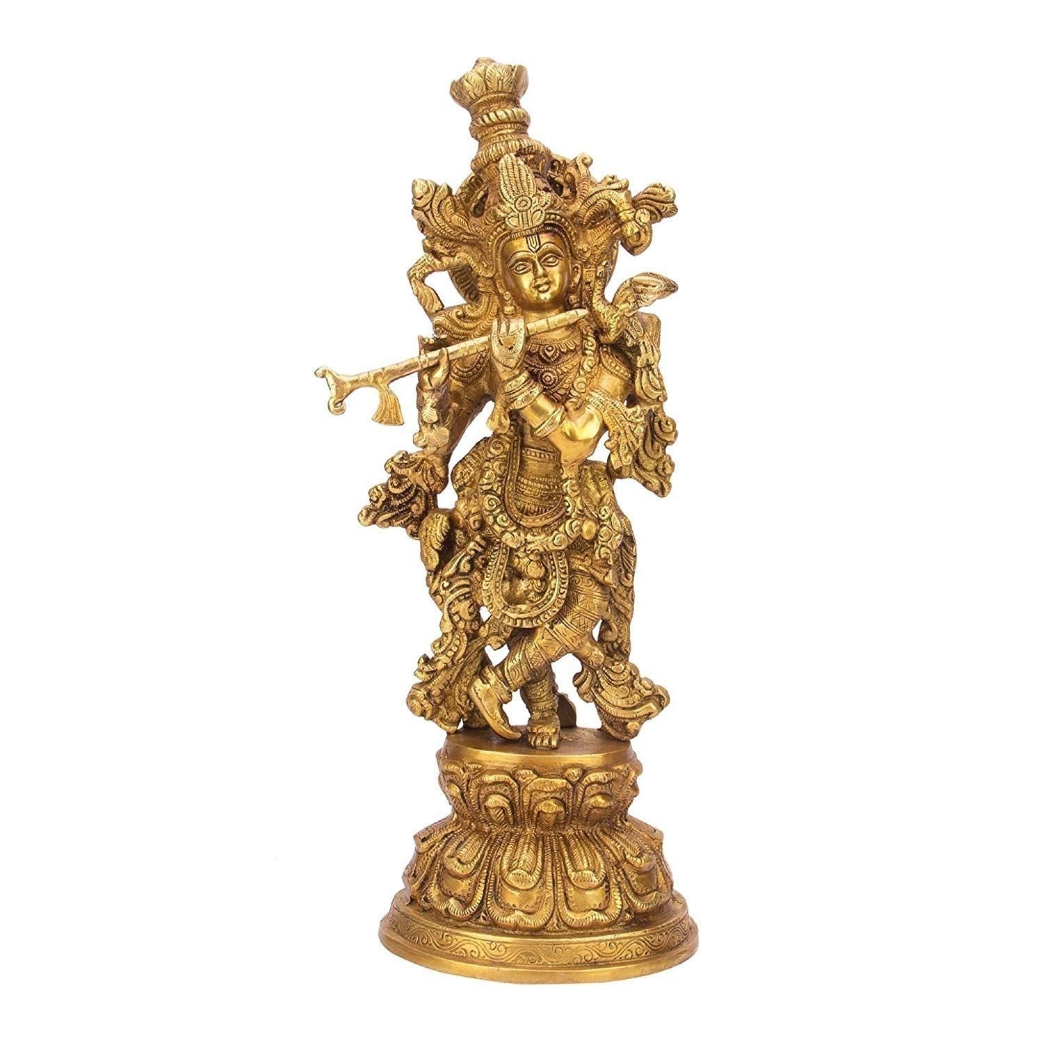 Brass Lord Krishna Idol - KRIDHA DECOR