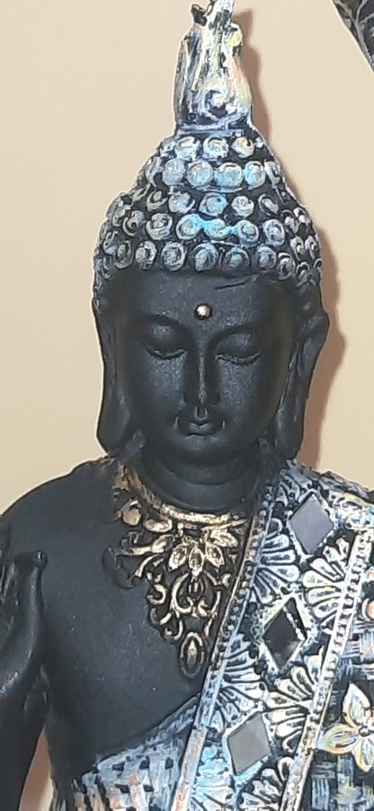 Handmade Carving buddha on hand statue Zen spiritual a mesmerizing spirituality and interconnectedness