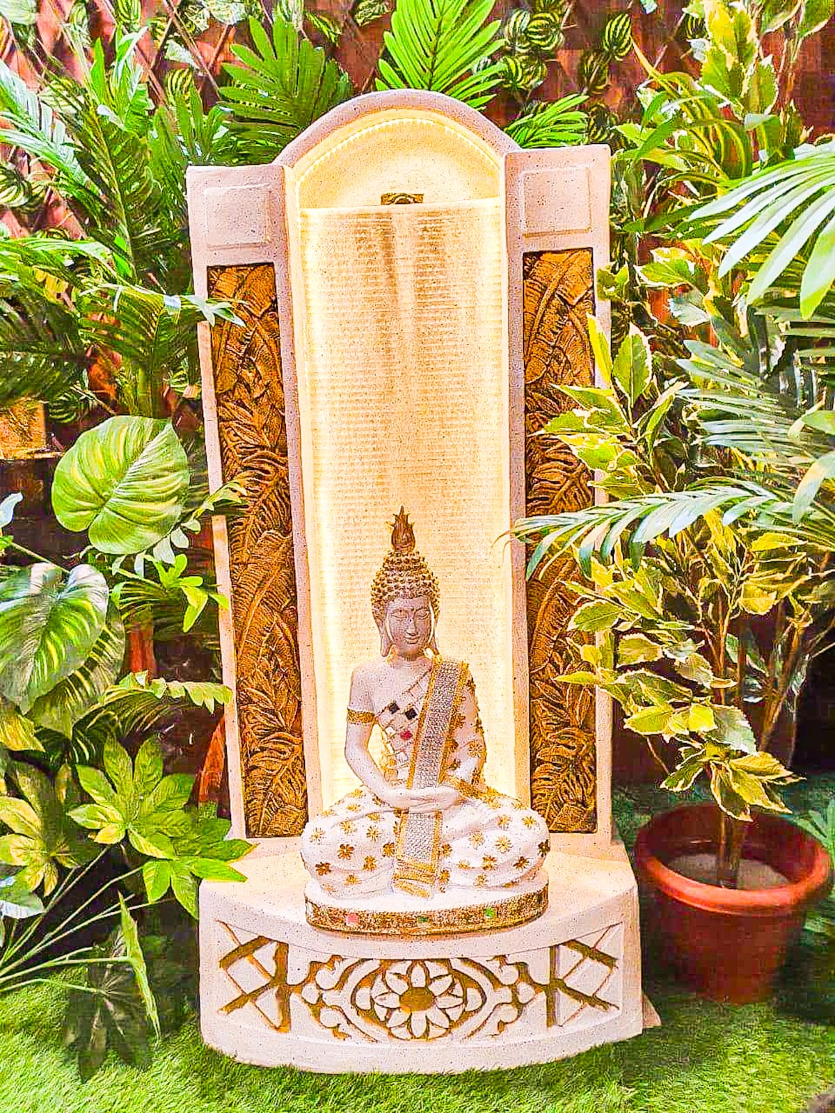 Slate Buddha Fountain 4 Feet for Home Decor and Outdoor Use