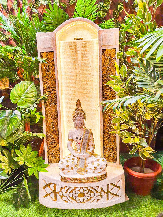 Slate Buddha Fountain 4 Feet for Home Decor and Outdoor Use