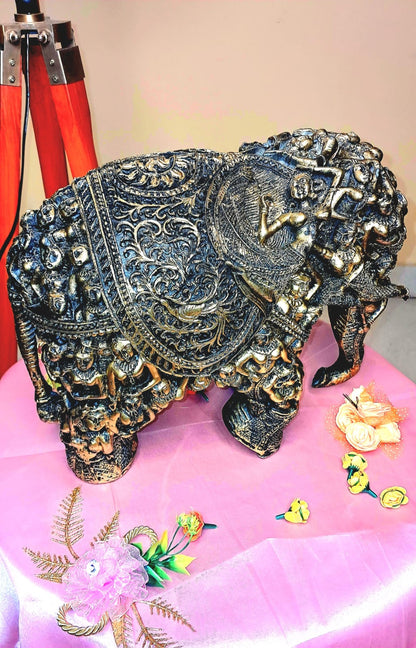 Handcrafted Ajanta Alora Carved Elephant figurine