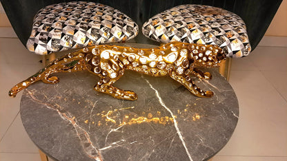 Golden  Resin Panther Jaguar Lion Figurine  Luxurious Home and Office Decor Animal Resin Mothers day Gift Living Room Table Top 60 cm long