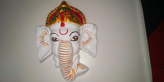 Terracotta Clay Lord Ganesha Head hanging for home entrance hindu god elephant head shub diwali celebrations ganesh chaturthi vinayak