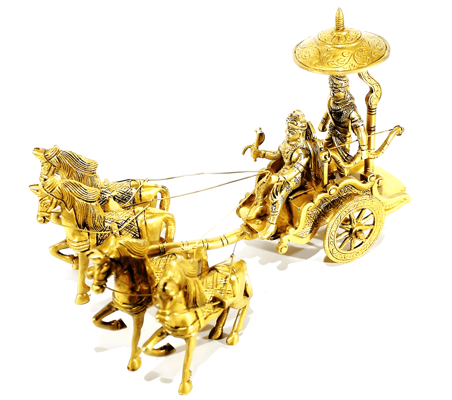 Brass Krishna Arjuna Chariot Statue – Spiritual Home Decor - KRIDHA DECOR