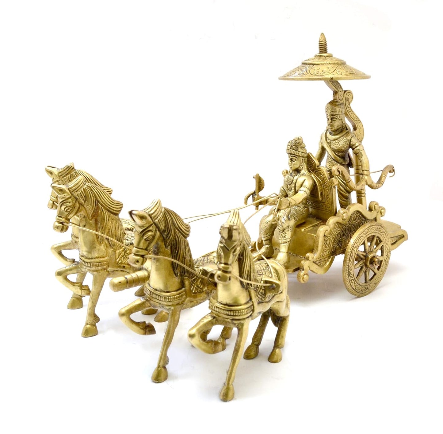 Brass Krishna Arjuna Chariot Statue – Spiritual Home Decor - KRIDHA DECOR