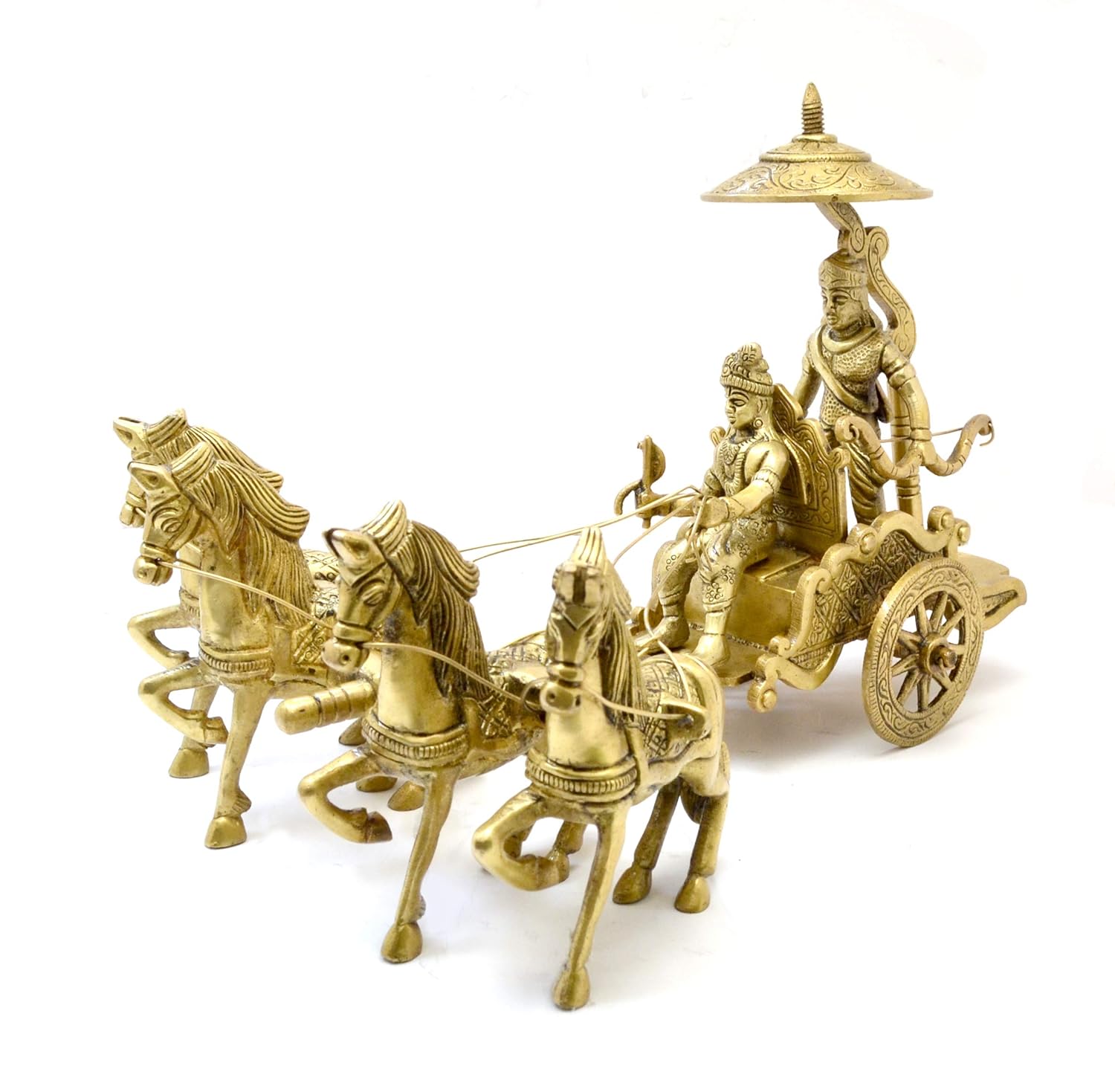 Brass Krishna Arjuna Chariot Statue β Spiritual Home Decor - KRIDHA DECOR
