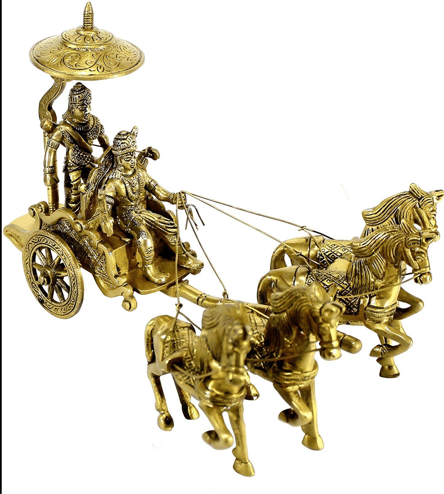 Brass Krishna Arjuna Chariot Statue – Spiritual Home Decor - KRIDHA DECOR