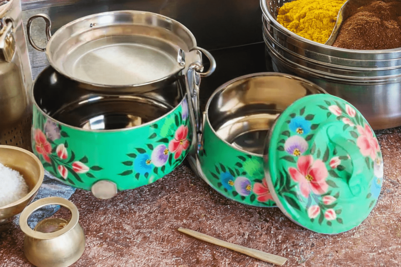Buy Enamel Print 3 tier Steel Tiffin Box Online - KRIDHA DECOR