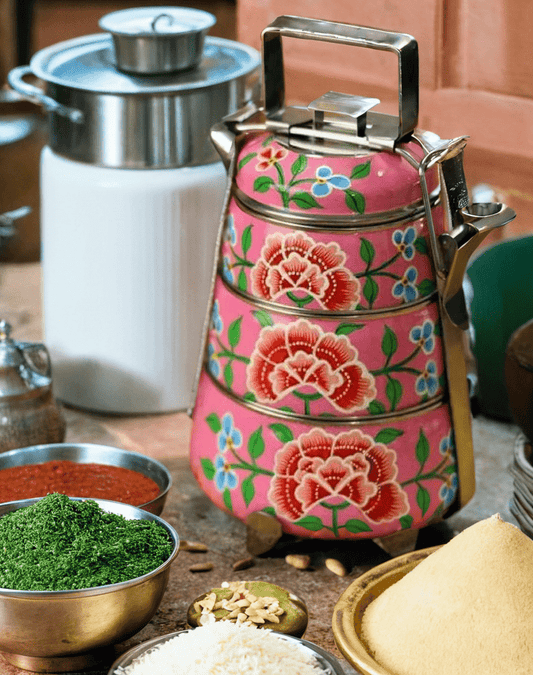 Buy Enamel Print 3 tier Steel Tiffin Box Online - KRIDHA DECOR