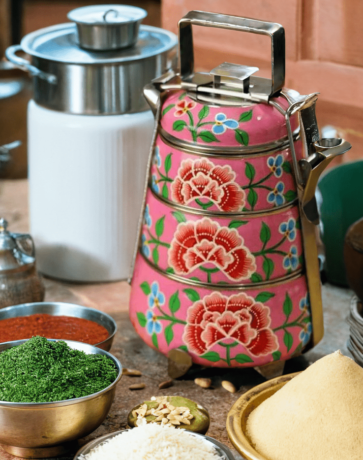 Buy Enamel Print 3 tier Steel Tiffin Box Online - KRIDHA DECOR
