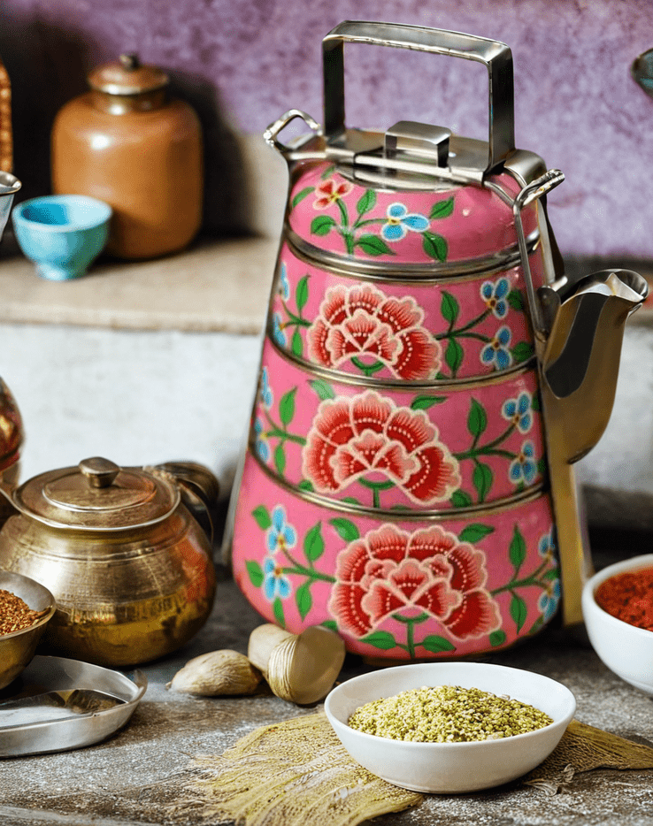 Buy Enamel Print 3 tier Steel Tiffin Box Online - KRIDHA DECOR
