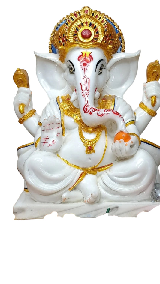 Celebrate Diwali with a handcrafted Marble Dust Ganesha Idol, perfect for home decor, office entrances, or your temple altar. - KRIDHA DECOR