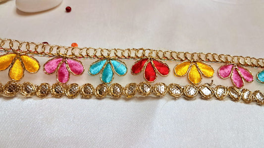 multicolor flower pattern mesh fabric lace by kridha decor