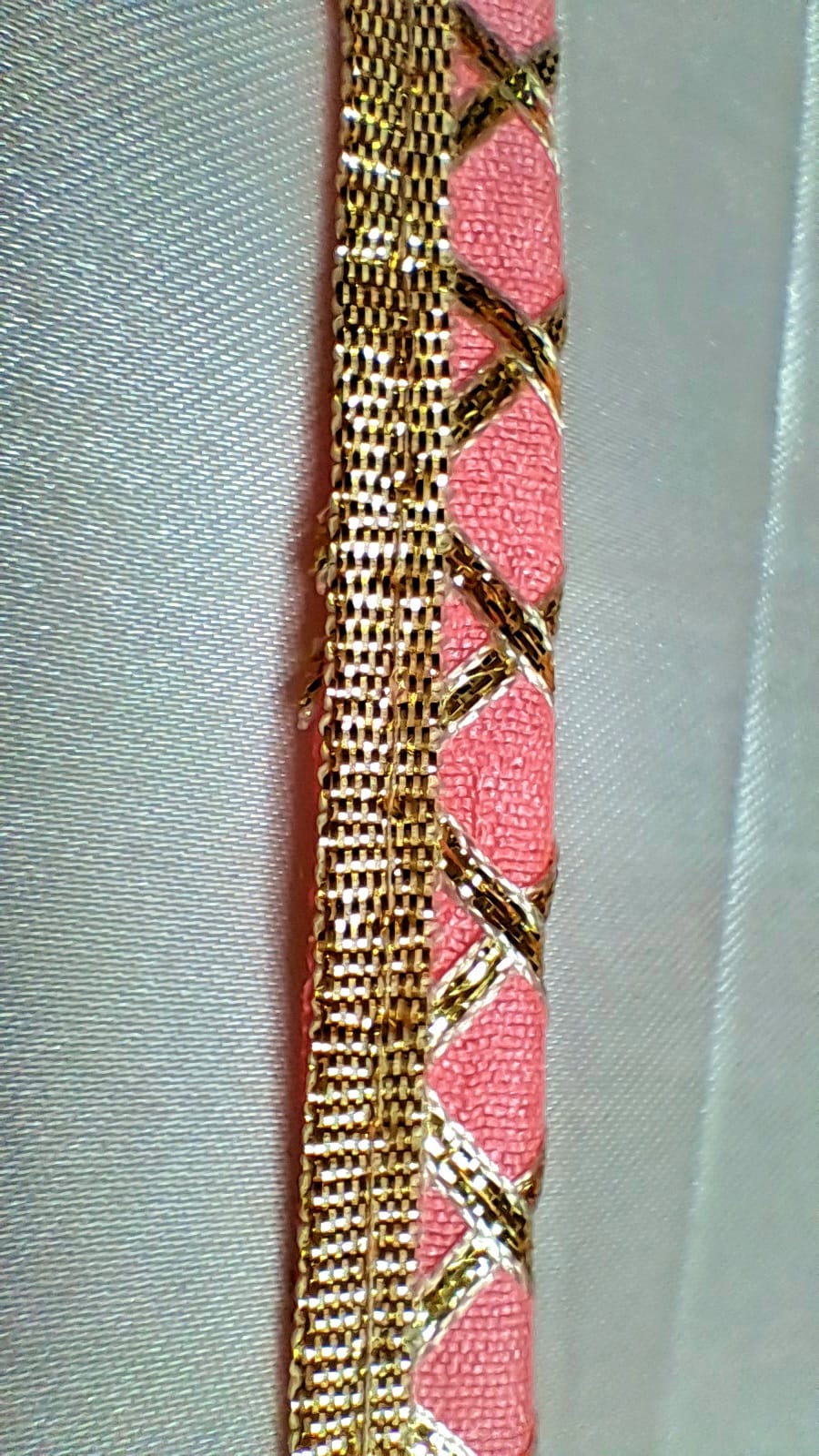 Pink Lace with Golden Gotta in Geometric Pattern By Kridha Decor