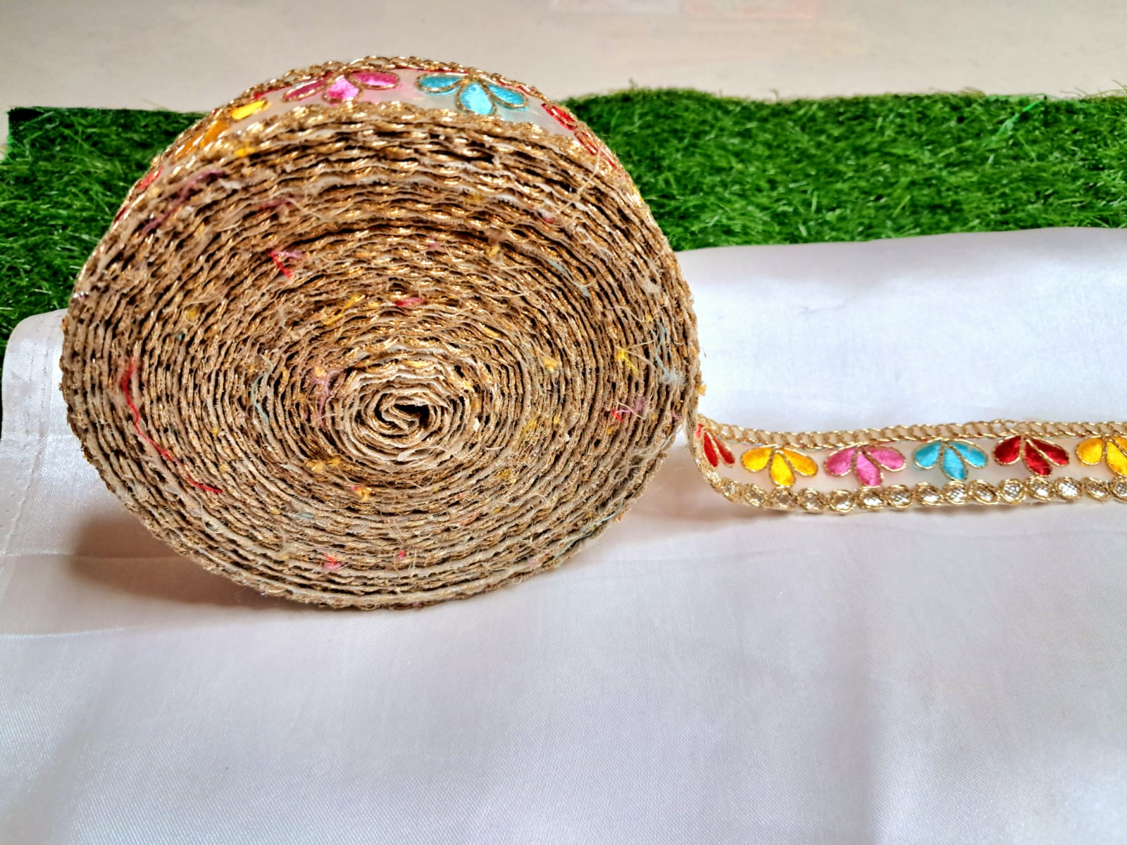 multicolor flower pattern mesh fabric lace by kridha decor