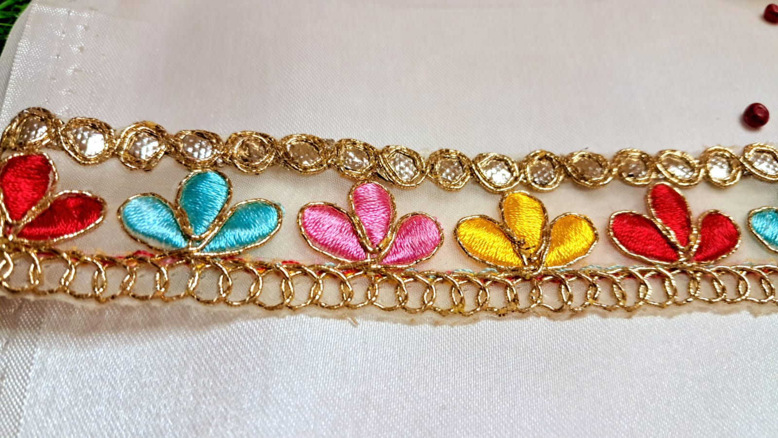 multicolor flower pattern mesh fabric lace by kridha decor