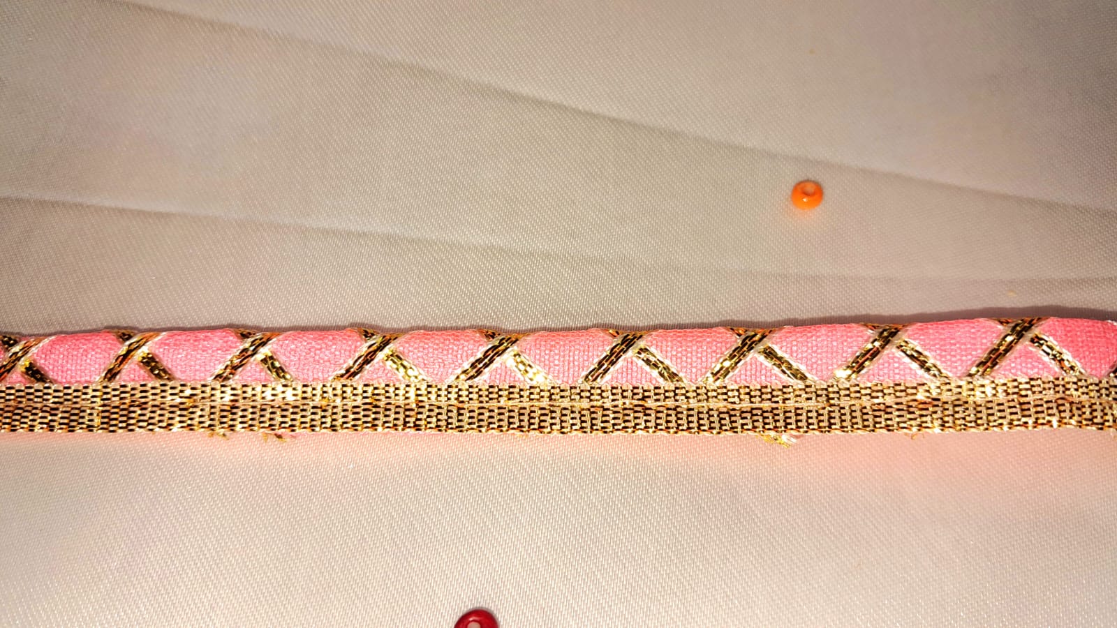 Pink Lace with Golden Gotta in Geometric Pattern By Kridha Decor