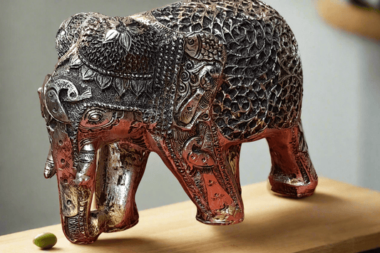 Handmade Antique Jaipuri Elephant Regal Charm traditional royal Jaipuri patterns( 30x10x20cm) - KRIDHA DECOR