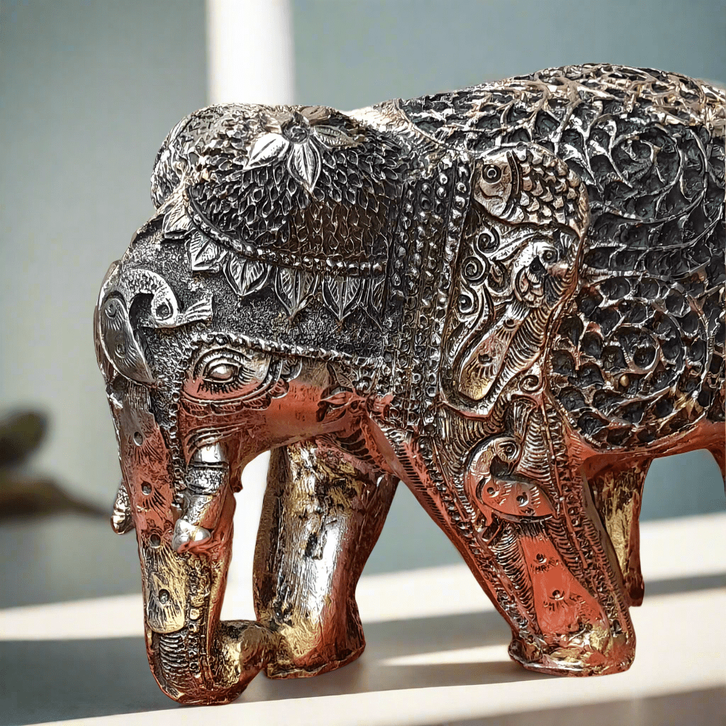 Handmade Antique Jaipuri Elephant Regal Charm traditional royal Jaipuri patterns( 30x10x20cm) - KRIDHA DECOR