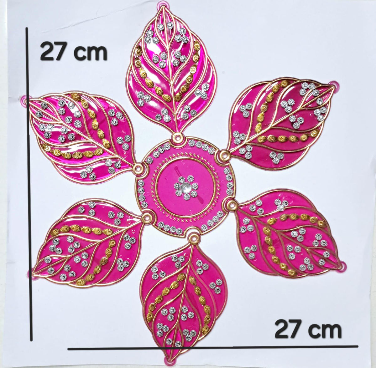 Lot of 5 Acrylic Flower Rangoli Set, 7 Pieces, Indian Festival Decor, Traditional Home Decoration