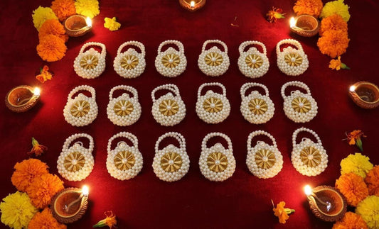 Wholesale Golden Pearl Mini Pouch: Indian Wedding Favor, Shagun Ginni Bag
