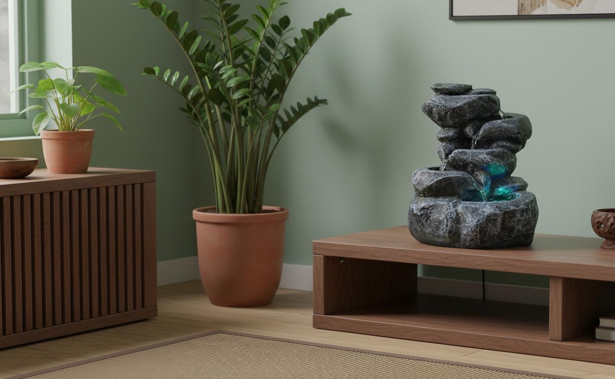 Mini Tabletop Water Fountain with LED Lights