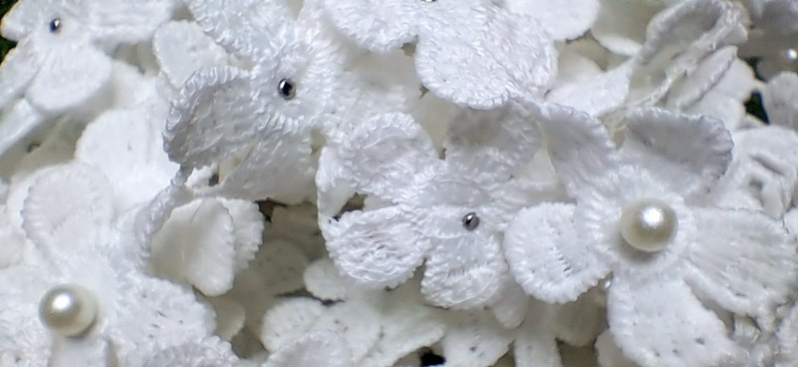 White colour Flower Pattern lace with Pearl by Kridha Decor