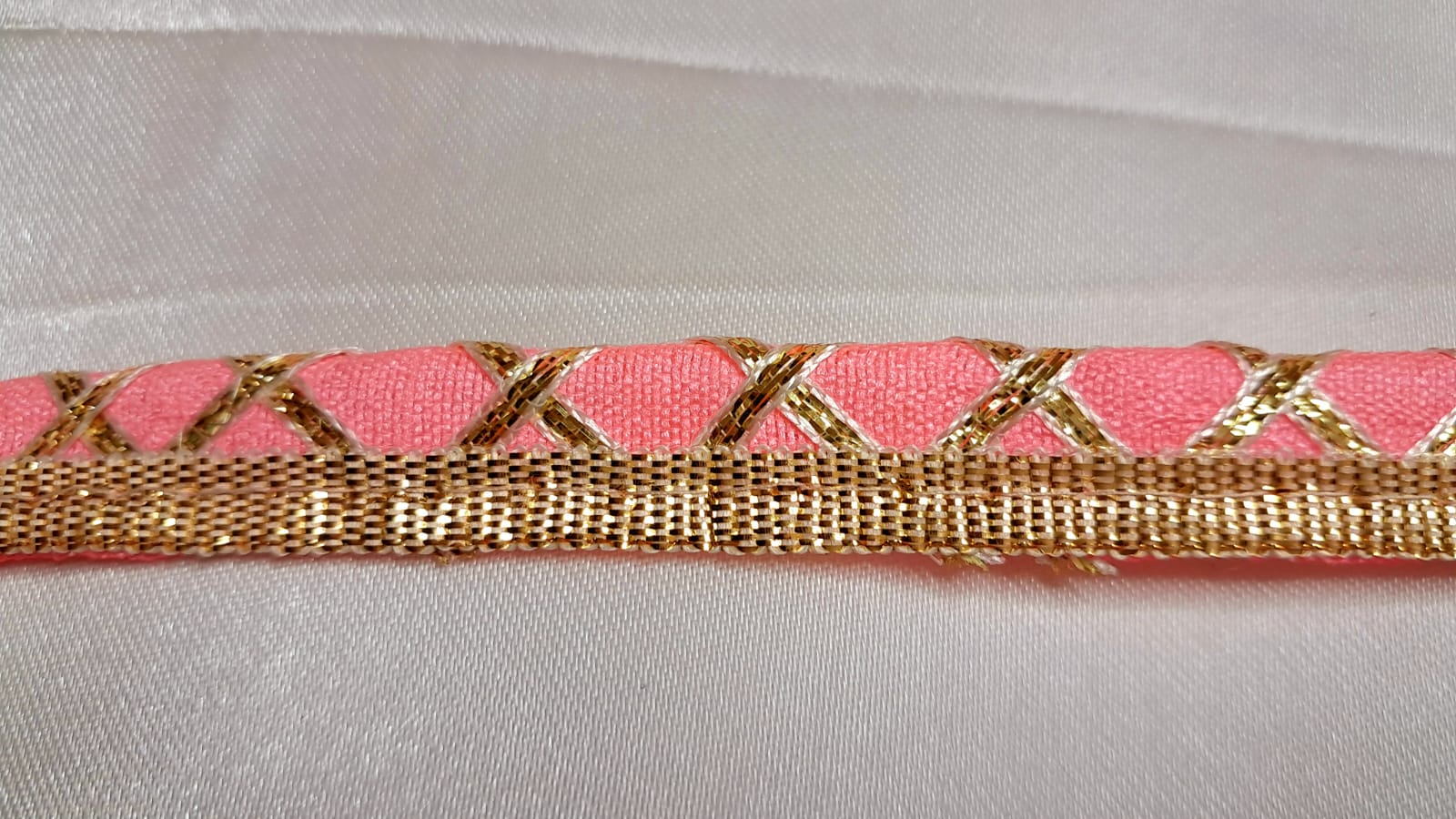 Pink Lace with Golden Gotta in Geometric Pattern By Kridha Decor