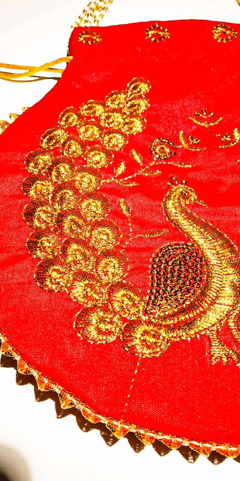 Potli Bag Peacock Design Zari Embroidered Hand Clutch H*L (cm) : 23*24 ) - KRIDHA DECOR
