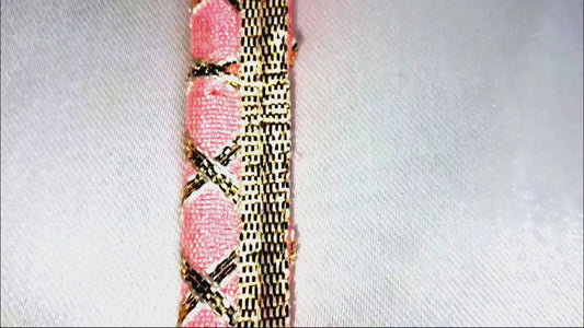 Pink Lace with Golden Gotta in Geometric Pattern By Kridha Decor