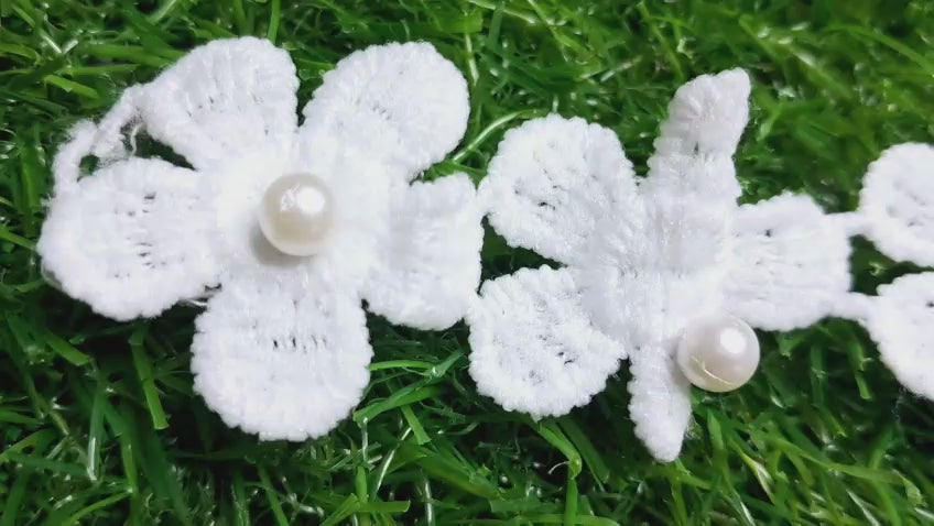 White colour Flower Pattern lace with Pearl by Kridha Decor