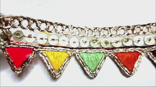 Multicolor Triangle Pattern Lace with Golden Border by Kridha Decor