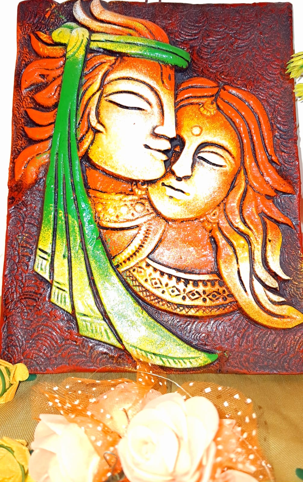 Radha Krishna Terracotta Clay Wall Hanging Decor - KRIDHA DECOR