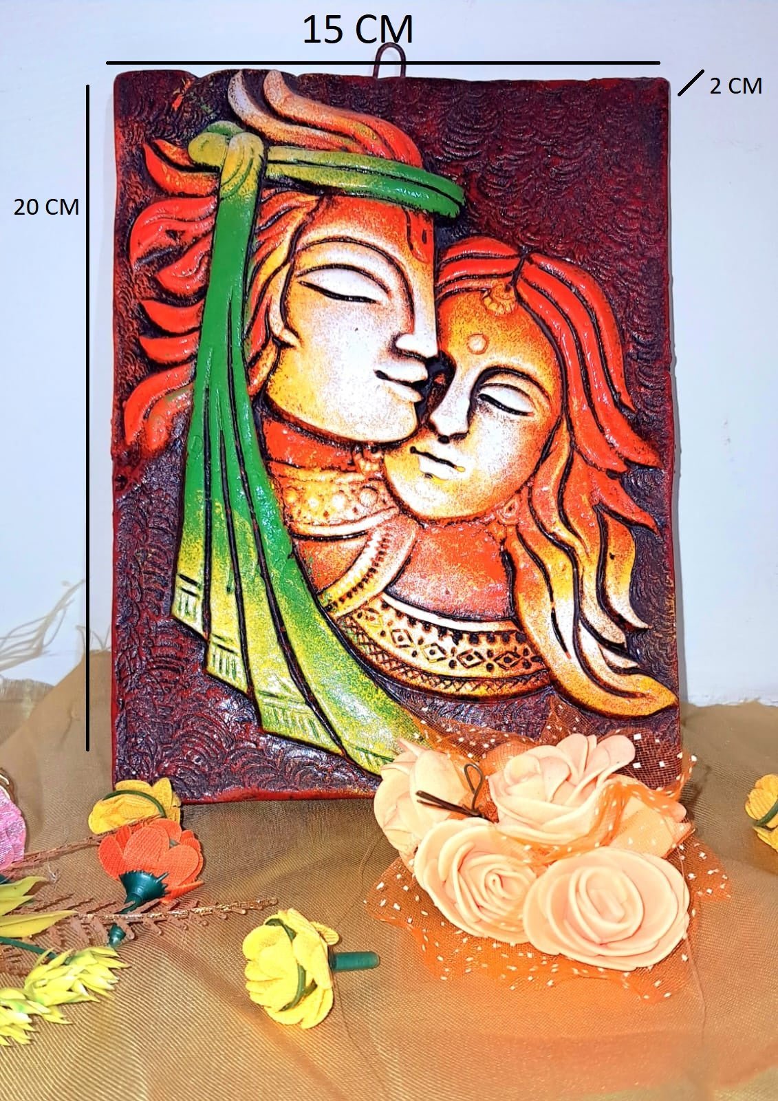 Radha Krishna Terracotta Clay Wall Hanging Decor - KRIDHA DECOR
