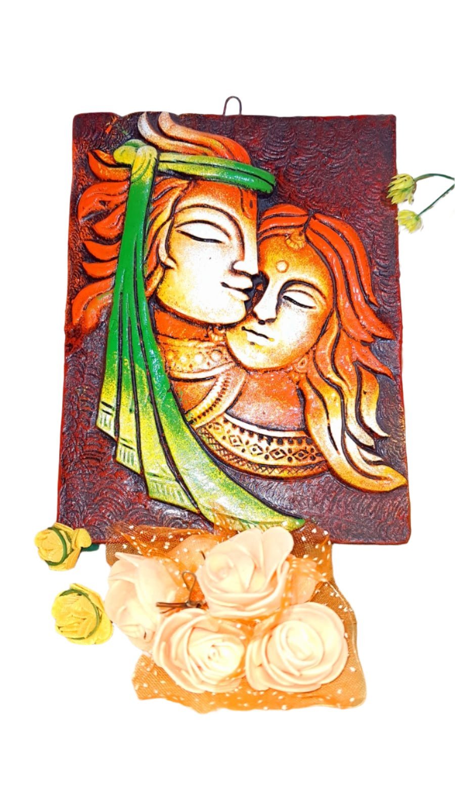 Radha Krishna Terracotta Clay Wall Hanging Decor - KRIDHA DECOR