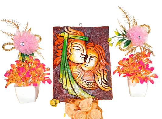 Radha Krishna Terracotta Clay Wall Hanging Decor - KRIDHA DECOR