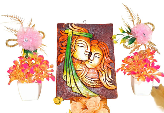 Radha Krishna Terracotta Clay Wall Hanging Decor - KRIDHA DECOR