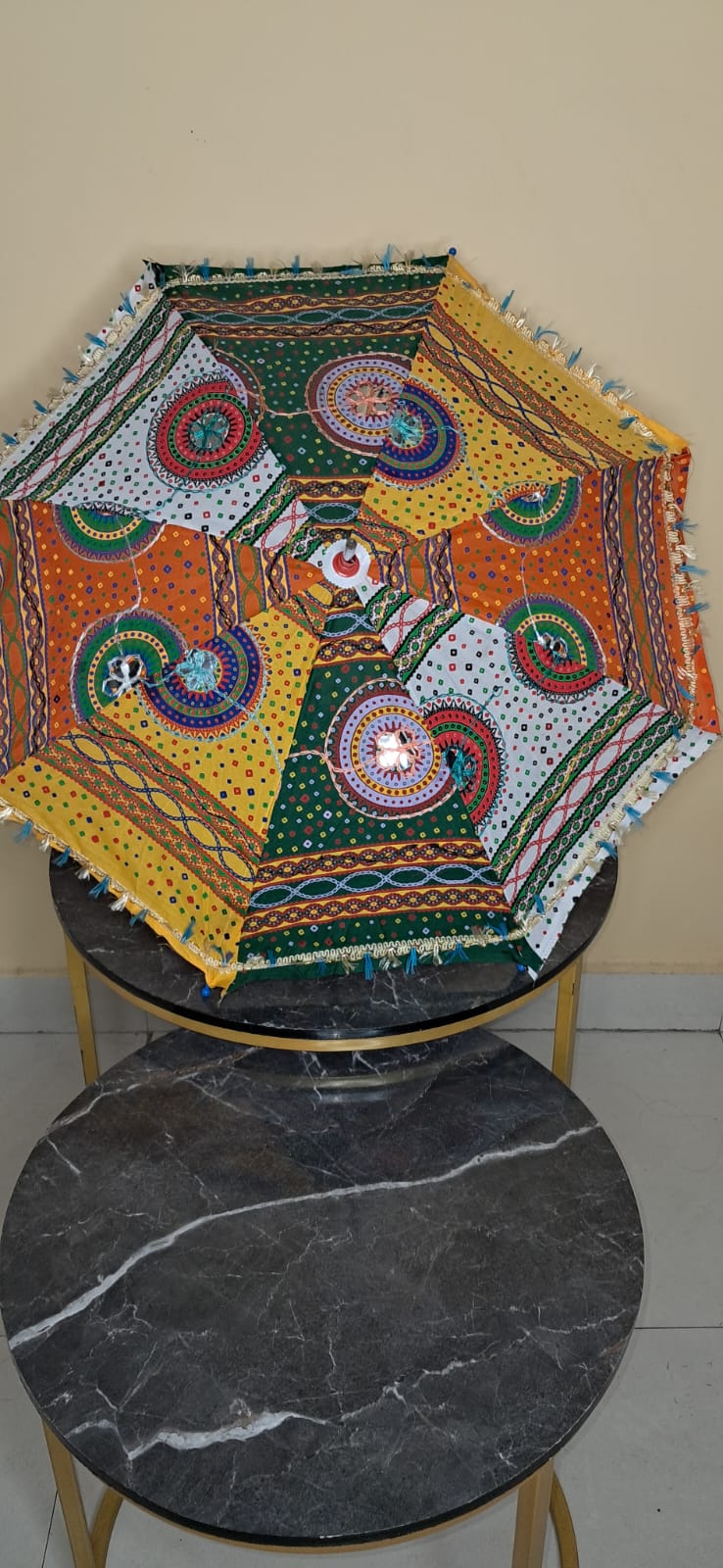 Rajasthani Beach Umbrella Large Sun Parasol - KRIDHA DECOR