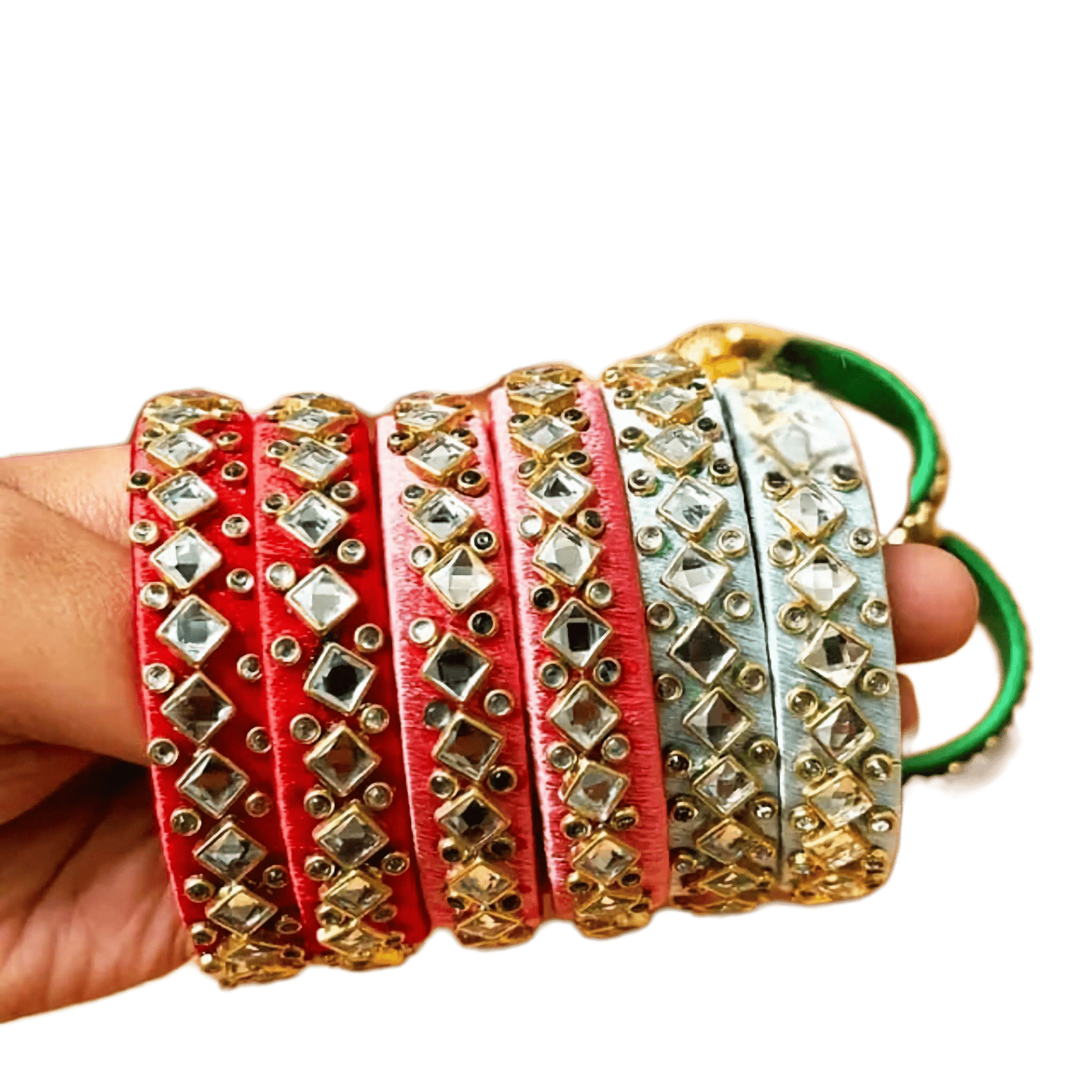 Silk Thread Kundan Bangles ( 1 Pair ) - KRIDHA DECOR