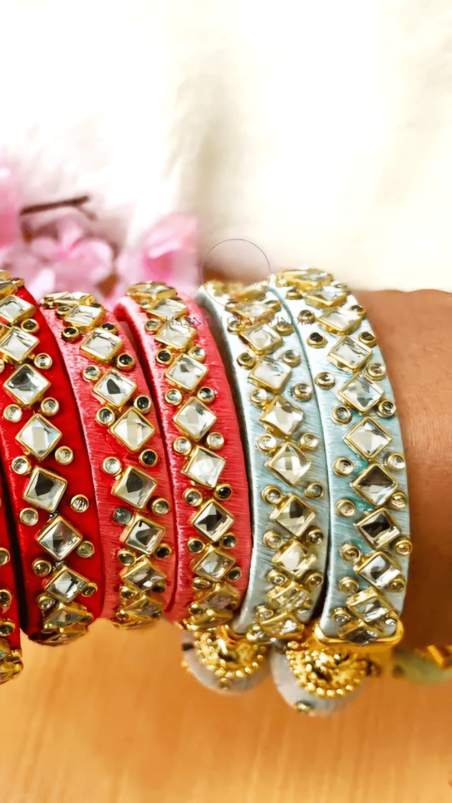 Silk Thread Kundan Bangles ( 1 Pair ) - KRIDHA DECOR