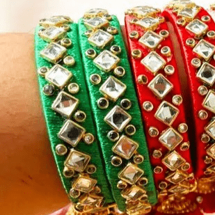 Silk Thread Kundan Bangles ( 1 Pair ) - KRIDHA DECOR