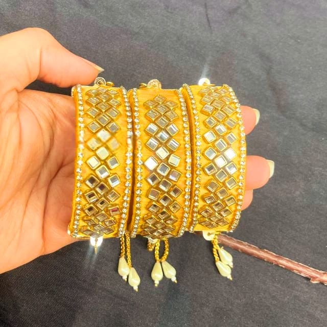Silk Thread Mirror Bangles( 1 Pair ) - KRIDHA DECOR