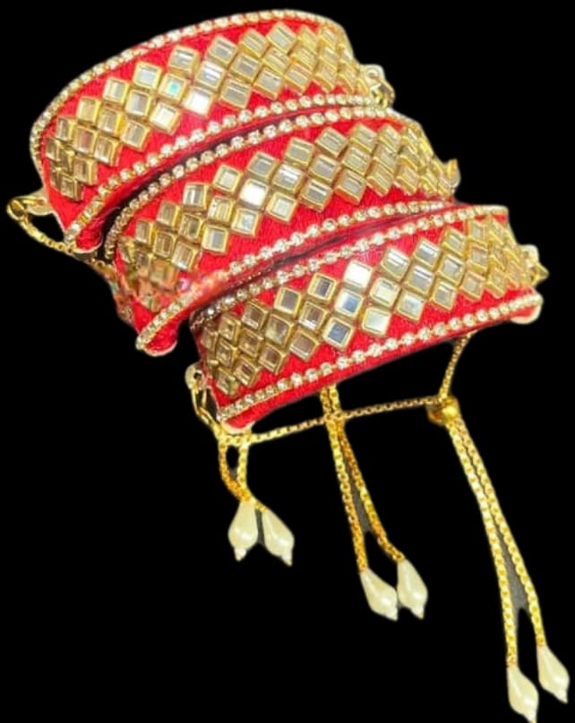 Silk Thread Mirror Bangles( 1 Pair ) - KRIDHA DECOR