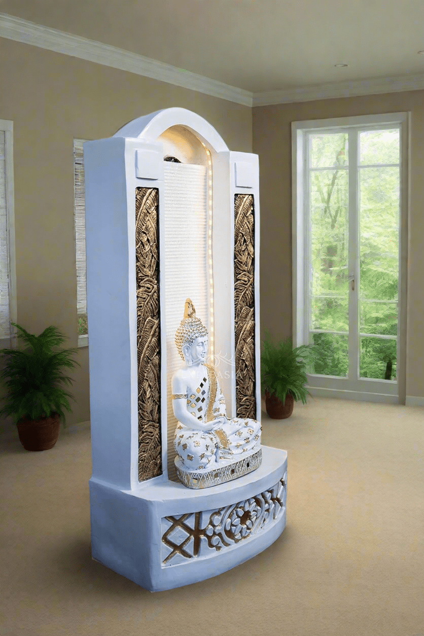 Slate Buddha Fountain 4ft | Resin Decor for Home & Garden - KRIDHA DECOR