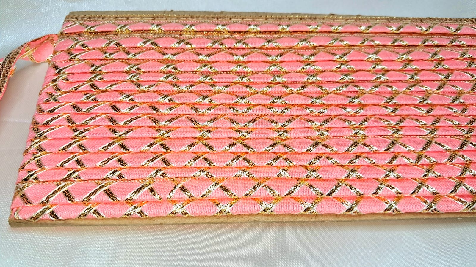 Pink Lace with Golden Gotta in Geometric Pattern By Kridha Decor