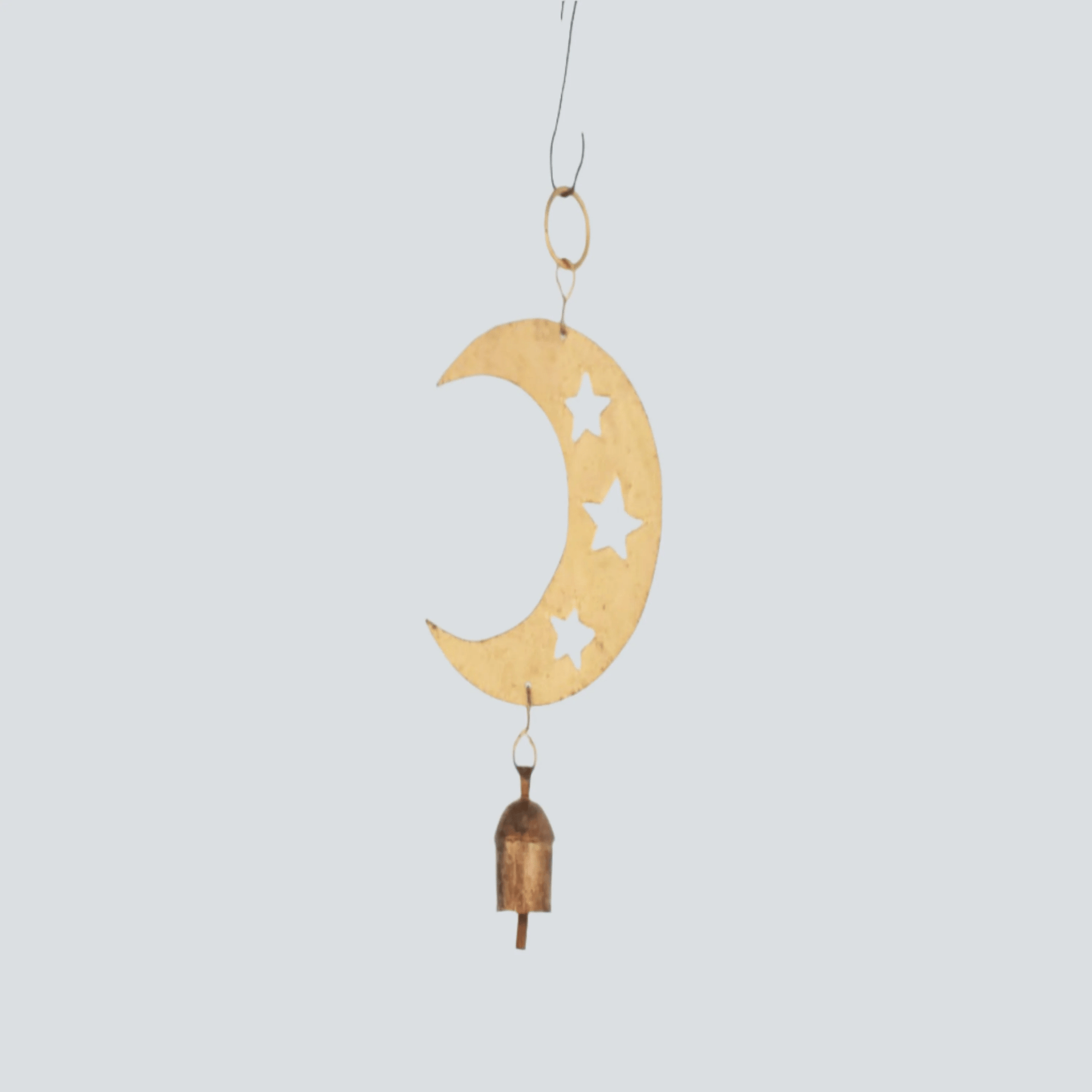 Unique Brass Crescent Moon and Stars Hanging Bell - KRIDHA DECOR