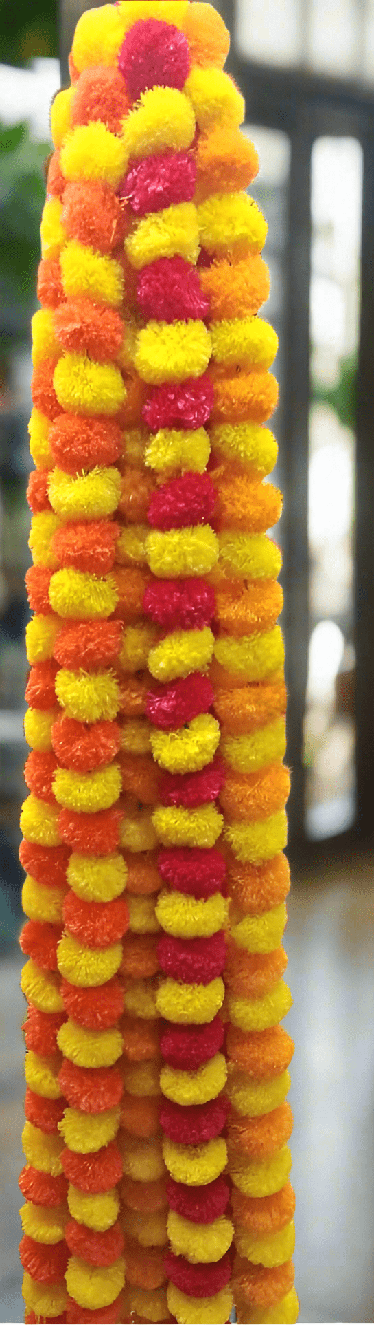 Wedding Party Artificial Marigold Flower Garland Strings Christmas Temple Diwali Festival Decor Navratri - House Warming Wedding Decor - Door valance Pooja Backdrop (Copy) - KRIDHA DECOR