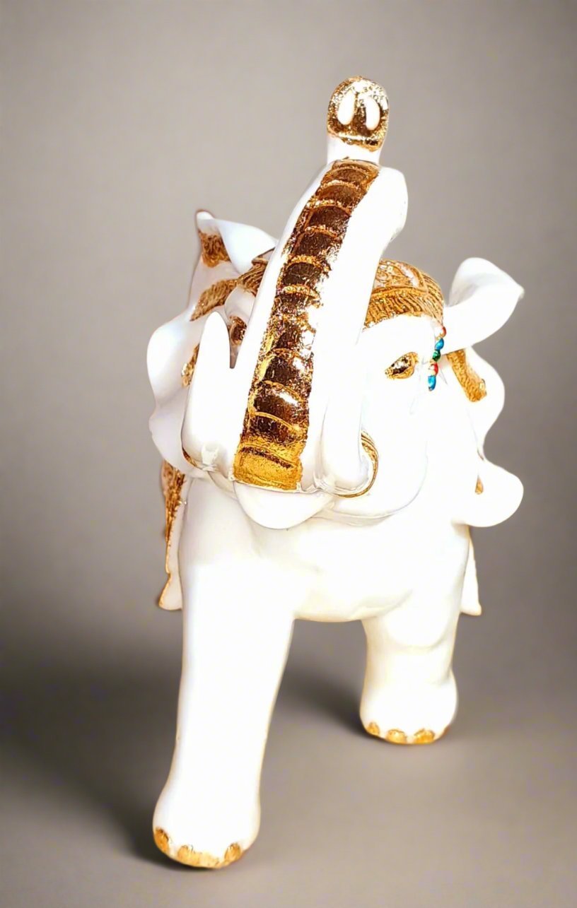 White and Gold Elephant Pair Figurine - KRIDHA DECOR