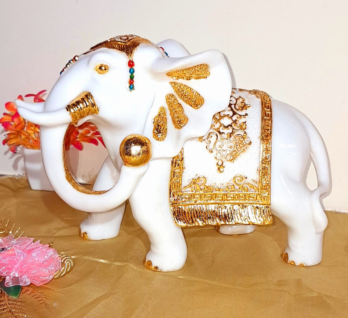 White and Gold Elephant Pair Figurine - KRIDHA DECOR