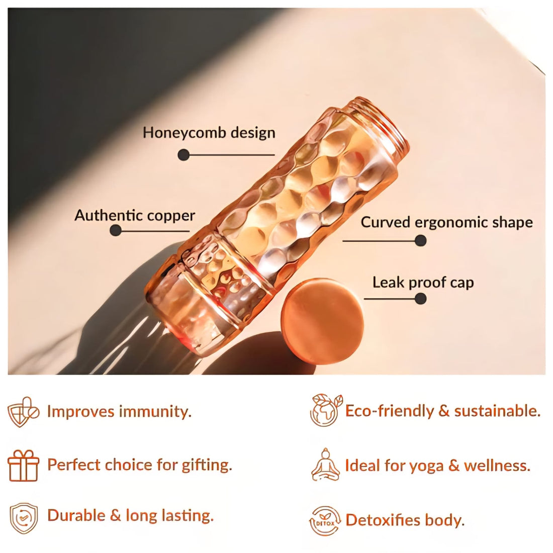Eco-Chic Hydration: Why the Honeycomb Shine Pure Copper Bottle Is a Top Gift Choice - KRIDHA DECOR